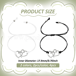 6 шт. двухцветные регулируемые браслеты из сплава и вощеного шнура для женщин&nbsp;AJEW-GO0002-60