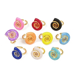 Латунные эмалевые регулируемые манжеты для женщин&nbsp;RJEW-G357-01F