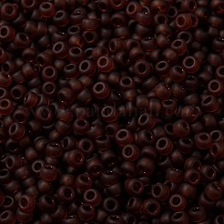 MIYUKIラウンドロカイユビーズ  日本製シードビーズ  8/0  （rr134f）マット透明ダークトパーズ  3mm  穴：1mm  約2111~2277個/50g&nbsp;SEED-X0055-RR0134F