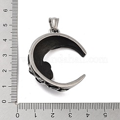 レトロな304ステンレススチールペンダント  バラ色の月  アンティークシルバー  42.5x35.5x13.5mm  穴：5x6.5mm&nbsp;STAS-I205-25AS