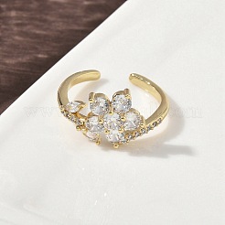 Манжеты из латуни с микро паве кубический цирконий для женщин RJEW-H256-05G