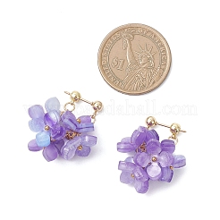 Boucles d'oreilles pendantes en résine et laiton avec fleurs&nbsp;EJEW-TA00778-01