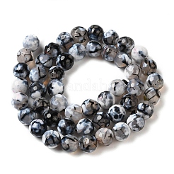 Нити окрашенных и нагретых натуральных агатовых бус с огненным кракелюром&nbsp;G-P539-B01-14