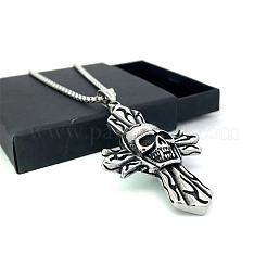 Ожерелья из нержавеющей стали с готической подвеской в виде черепа и креста для мужчин и женщин MR5586