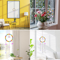 1 Stück bunte Sonnenfänger aus gewebtem Netz aus Glasperlen&nbsp;AJEW-CY0001-95C