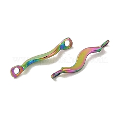 イオンプレーティング（IP）304ステンレススチールリンクコネクタチャーム  ツイストバー  虹色  15x2x3mm  穴：1.2mm&nbsp;STAS-Q323-08MC