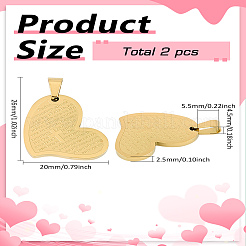 2 шт. подвески-кресты в форме сердца из нержавеющей стали 304 с молитвой Господней&nbsp;STAS-LP0002-81