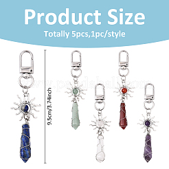 5шт. брелки из сплава натуральных драгоценных камней&nbsp;KEYC-YW00216