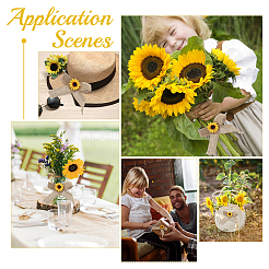 Бант из полиэфирной ленты в виде подсолнуха DIY-WH0321-08