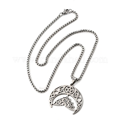 Ожерелья с подвеской в виде летучей мыши из нержавеющей стали 201 в виде полумесяца для женщин NJEW-M105-05P