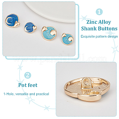 20 шт. 4 стиля пуговицы из цинкового сплава с 1 отверстиями на ножке&nbsp;BUTT-OC0001-63