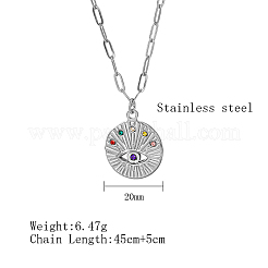 Ожерелья с подвеской в виде глаза из нержавеющей стали 304 с плоскими круглыми стразами LS9934-2