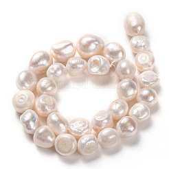 天然養殖淡水パールビーズ連売り  ポテト  ホワイト  12~18x11~17mm  穴：0.8mm  約28個/連  1.36~1.38インチ（34.5~35cm）&nbsp;PEAR-L033-41B-01