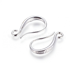 真鍮のピアスフック  水平ループ付き  長持ちメッキ  プラチナ  19.5x11x2.5mm  穴：2mm  ピン：1mm&nbsp;X-KK-G365-17P