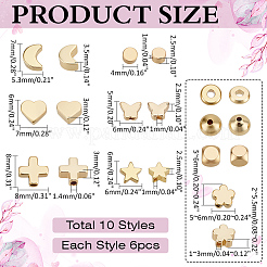 60шт 10 стиля латунные бусины&nbsp;KK-ME0001-95