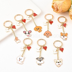 8 portachiavi con ciondolo a forma di cuore di cane in lega smaltata in 8 stili&nbsp;KEYC-YW00283