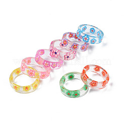 Кольцо на палец из прозрачной смолы с цветком для женщин RJEW-T022-029