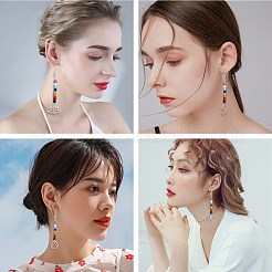 DIYイヤリング作成キット  花と山の304と201のステンレス鋼と合金のペンダントを含む  ガラスビーズ  真鍮製のピアスパーツ  ステンレス鋼色  384個/箱&nbsp;DIY-SZ0008-73