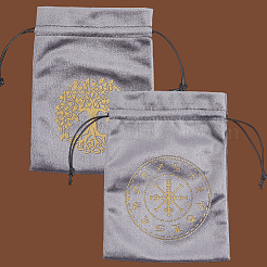 2 шт. 2 стиля прямоугольные бархатные мешочки для хранения карт Таро с золотым тиснением и завязками для гадания ABAG-CN0001-54