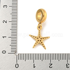 304ステンレススチール製ヨーロピアンダングルチャーム  大穴ペンダント  ヒトデチャーム  ゴールドカラー  25.5mm  穴：4.5mm&nbsp;STAS-U005-25G