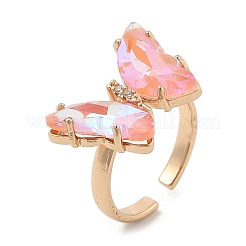 Бабочка стойка покрытие латунь микропаве кубический цирконий кольца RJEW-S243-01KCG