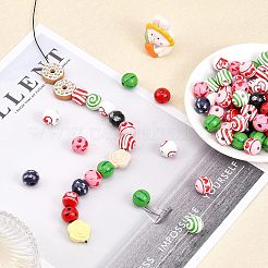 120 pièce de perles en bois peintes par pulvérisation de 10 couleurs&nbsp;WOOD-CA0001-64