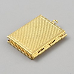 真鍮のロケットの写真のペンダント  本の形をした開閉可能なチャーム  生（メッキなし）  39x27.5x6mm  穴：2.5mm&nbsp;FIND-CJC0010-125C