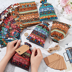 24 шт. 4-цветные сумки из льна с геометрическим принтом в стиле бохо ABAG-NB0001-88B