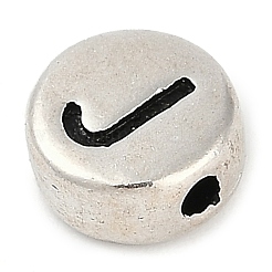 925 плоская круглая бусина из стерлингового серебра с буквами&nbsp;STER-G044-01AS-J