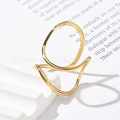 女性用304ステンレススチールオープンカフリング  18KGP本金メッキ  内径：18mm&nbsp;LS-RJEW-Z077-01G-11