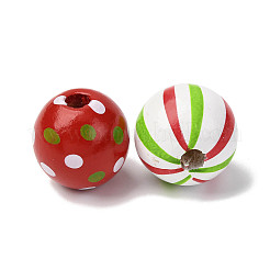 Рождественские печатные деревянные европейские бусы WOOD-Z007-02