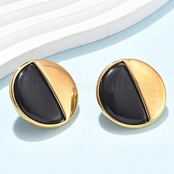 Плоские круглые серьги-гвоздики из нержавеющей стали 304&nbsp;EJEW-C142-04G-01