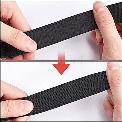 超幅広の厚手の平らなゴムバンド  ウェビング衣類縫製アクセサリー  ブラック  24mm&nbsp;EC-WH0003-12B