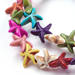 Синтетических нитей бирюзовые бусы TURQ-S143-M