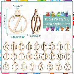 3 sac de pendentifs alphabet en bois&nbsp;WOOD-NB0002-37