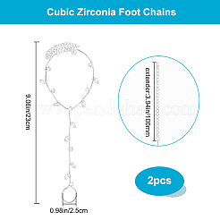 2шт латунные прозрачные кубические циркониевые браслеты-цепочки для женщин&nbsp;BJEW-BBC0001-09S