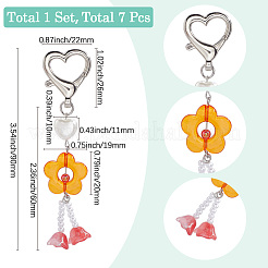 7 шт. 7-х цветные акриловые подвесные украшения в виде цветов HJEW-SC0002-09