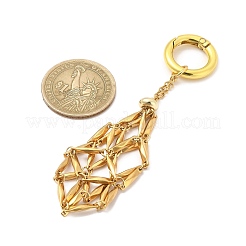 304ステンレスポーチキーホルダー  合金引き輪付き  ゴールドカラー  10.2cm&nbsp;HJEW-JM01300-03