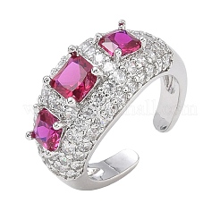 Anillos abiertos de latón con micropavé de circonitas cúbicas para mujer&nbsp;RJEW-L343-13P-06