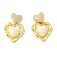 Orecchini a bottone in ottone smaltato a forma di cuore&nbsp;EJEW-Z086-17G-01
