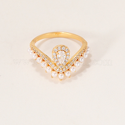 Изысканные каплевидные латунные кольца с микропаве из прозрачных кубических цирконий для женщин&nbsp;QR0298-1