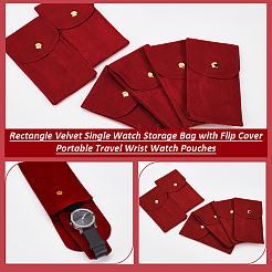 Прямоугольная бархатная сумка для хранения часов с откидной крышкой ABAG-WH0038-59