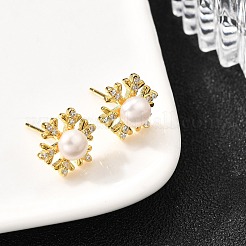 925 серьги-гвоздики из стерлингового серебра с прозрачным кубическим цирконием EJEW-L300-10G