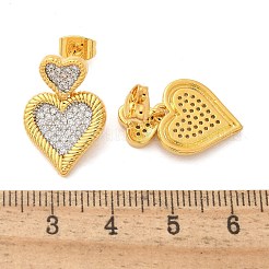 Orecchini a bottone in ottone con zirconi chiari e micro pavè&nbsp;EJEW-F359-03G-03