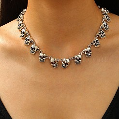 Женские ожерелья-нагрудники с черепами на Хэллоуин NJEW-A061-01AS