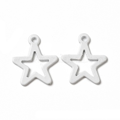 スプレー塗装された201ステンレススチールチャーム  星のチャーム  ホワイト  15x13x0.5mm  穴：1.2mm&nbsp;STAS-I672-14B