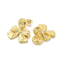 Женские серьги-гвоздики из латуни с бантом и стойкой&nbsp;EJEW-Z051-03G