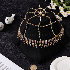 Сетчатые повязки на голову из сплава со стразами OHAR-WH20007-05G-01