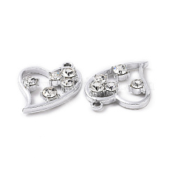 合金クリスタルラインストーンペンダント  ハートチャーム  プラチナ  22.5x17x3.8mm  穴：1.8mm&nbsp;ALRI-H004-23P