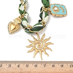 Ожерелья с подвеской в виде цветка солнца и сердца из нержавеющей стали 304&nbsp;LS-NJEW-D344-01G